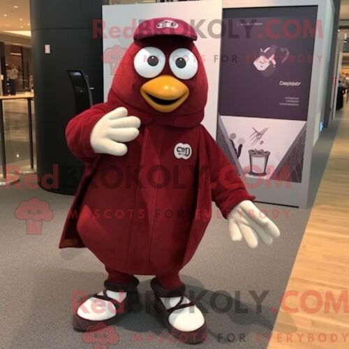 Costume De Mascotte Redbrokoly De Colombe Marron Habillé D Un Manteau Et De Coussinets De Pieds