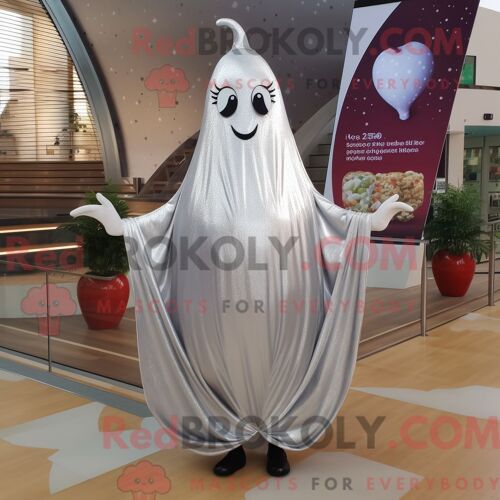 Costume De Mascotte Redbrokoly De Poire Argentée Personnage Habillé D Une Robe Longue Et D Épingles À Châle