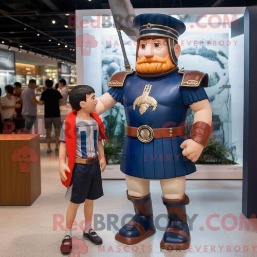 Costume De Mascotte Redbrokoly De Soldat Romain De La Marine Habillé D Un Polo Et De Montres
