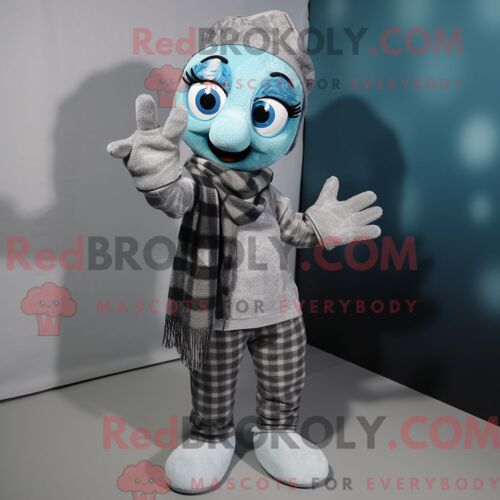Personnage De Costume De Mascotte Redbrokoly De Sirène Argentée Habillé Avec Une Chemise En Flanelle Et Des Mitaines
