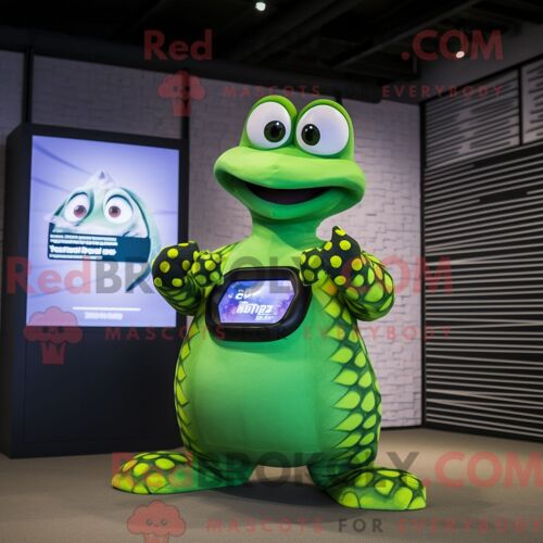 Costume Mascotte Redbrokoly D Olive Anaconda Habillé D Un Maillot De Bain Une Pièce Et De Montres Numériques