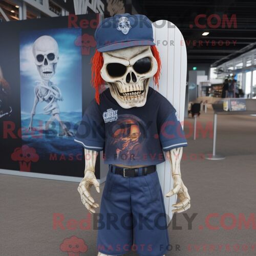 Costume De Mascotte Redbrokoly De Undead De La Marine Habillé Avec Un Short Et Une Casquette