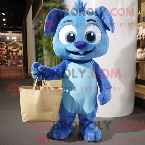 Personnage De Costume De Mascotte Redbrokoly Blue But Habillé Avec Une Barboteuse Et Des Sacs Fourre-Tout