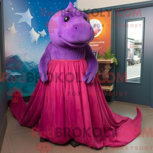 Costume De Mascotte Redbrokoly De Prune Sarcelle Habillé D Un Pantalon En Velours Côtelé Et De Montres
