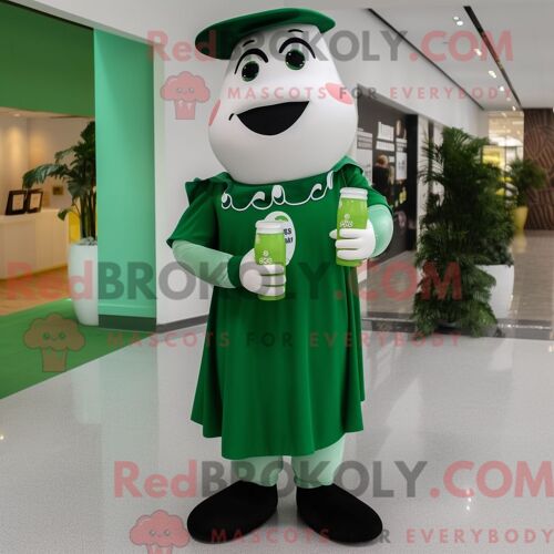 Personnage De Costume De Mascotte Redbrokoly De Bouteille De Lait Vert Forêt Habillé Avec Un Pantalon Habillé Et Des Coussinets De Pied