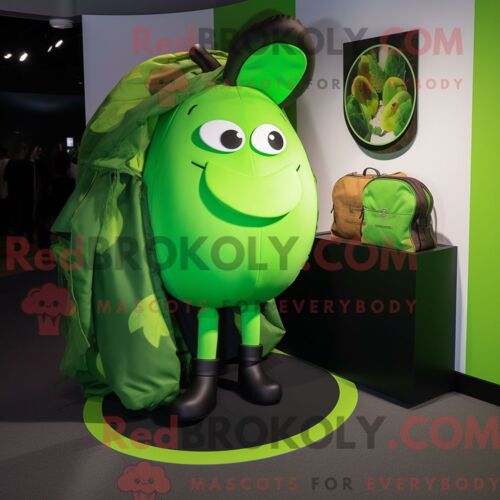 Personnage De Costume De Mascotte Redbrokoly De Pomme Verte Citron Habillé Avec Un Body Et Des Portefeuilles