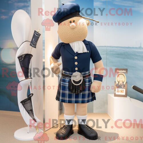 Costume Mascotte Redbrokoly De Cornemuse Marine Personnage Habillé D Un Maillot De Bain Et De Bérets