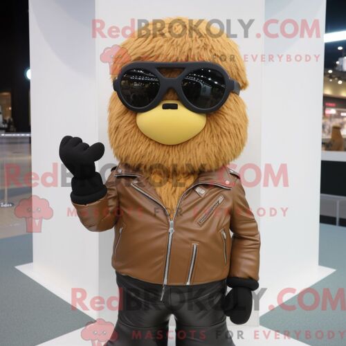 Personnage De Costume De Mascotte Redbrokoly D Albatros De Lavande Habillé Avec Un T-Shirt Polo Et Des Lunettes