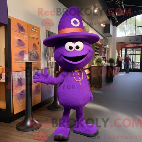 Costume De Mascotte Redbrokoly D Aglet Violet Personnage Habillé D Un Legging Et D Épingles À Chapeau