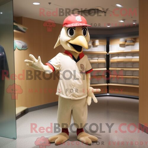 Mascotte Redbrokoly De Pic Beige Costume De Personnage Habillé Avec Un Polo Et Des Casquettes