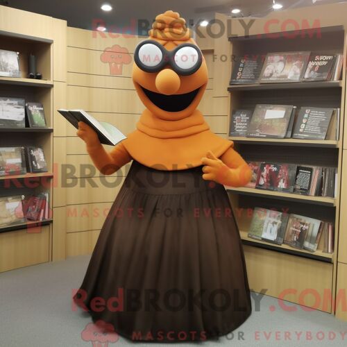 Personnage De Costume De Mascotte Redbrokoly De Ramen Noir Habillé D Une Robe Trapèze Et De Sacs Messager