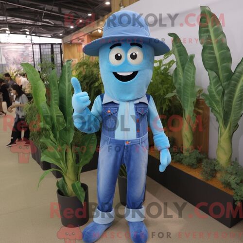 Costume De Mascotte Redbrokoly De Lettre D Amour Turquoise Habillé Avec Un Short En Jean Et Des Porte-Documents