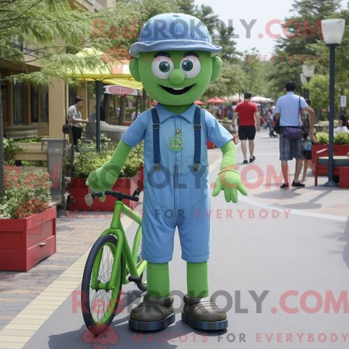 Costume De Mascotte Redbrokoly De Barres De Chocolat Bleu Ciel Habillé Avec Un Sweat À Capuche Et Des Chapeaux
