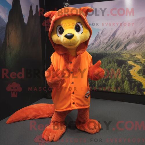 Personnage De Costume De Mascotte Redbrokoly De Maroon Crow Habillé Avec Un Pantalon De Jogging Et Des Porte-Documents