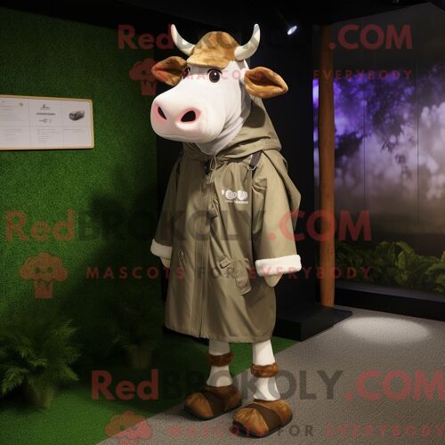 Costume De Mascotte Redbrokoly De Chèvre Angora Marron Habillé Avec Une Robe Midi Et Des Foulards