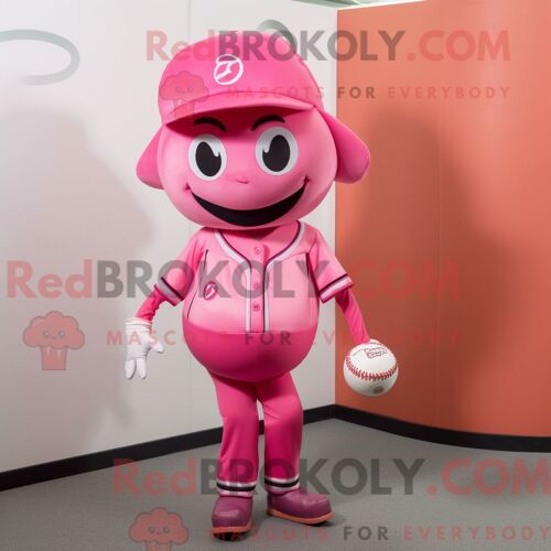 Personnage Mascotte Redbrokoly Rose Lavande Habillé Avec Un Pantalon De Costume Et Des Montres Intelligentes