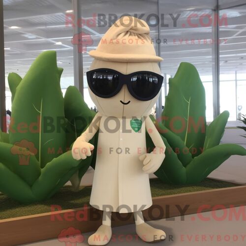 Costume De Mascotte Redbrokoly De Soldat De La Guerre Civile Crème Personnage Habillé D Un Col Roulé Et De Montres-Bracelets