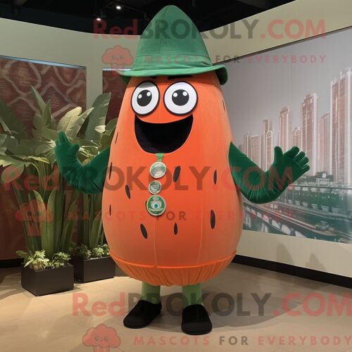 Personnage De Costume De Mascotte Redbrokoly De Salade César Marron Habillé Avec Une Veste De Costume Et Des Écharpes