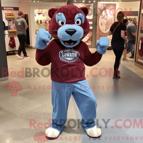 Costume De Mascotte Redbrokoly De Jaguar Marron Habillé D Une Chemise En Chambray Et De Lacets De Chaussures