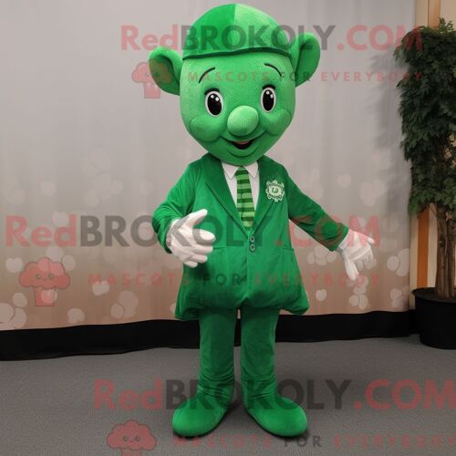 Personnage De Costume De Mascotte Redbrokoly De Bunch Of Shamrocks Habillé Avec Une Combinaison Et Des Cravates