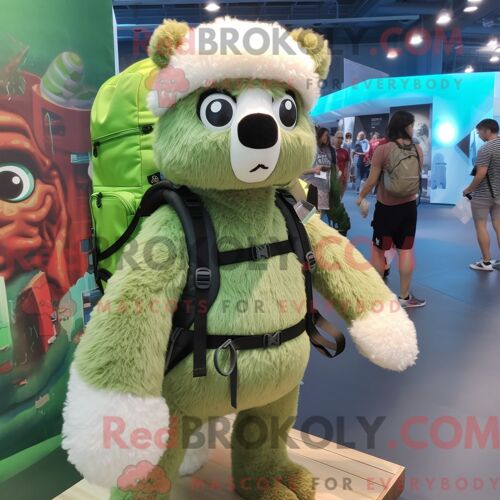 Costume De Mascotte Redbrokoly D Alpaga Olive Habillé D Un Maillot De Bain Une Pièce Et De Sacs À Dos