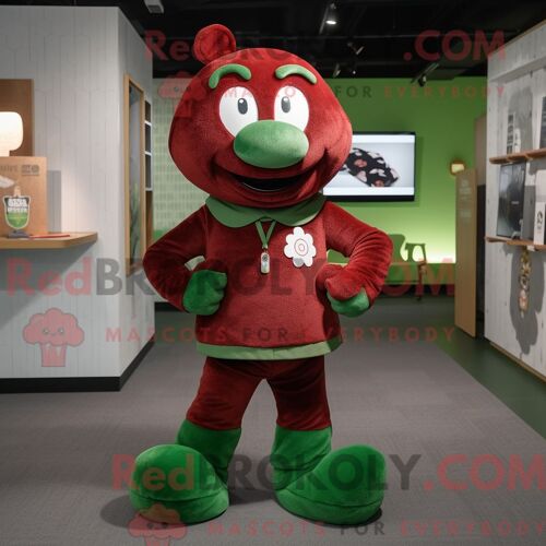 Costume De Mascotte Redbrokoly Marron Bunch Of Shamrocks Habillé Avec Un Col Roulé Et Des Lacets De Chaussures