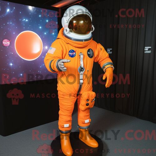 Mascotte Redbrokoly D Astronaute Orange Costume De Personnage Habillé Avec Une Combinaison Et Des Colliers