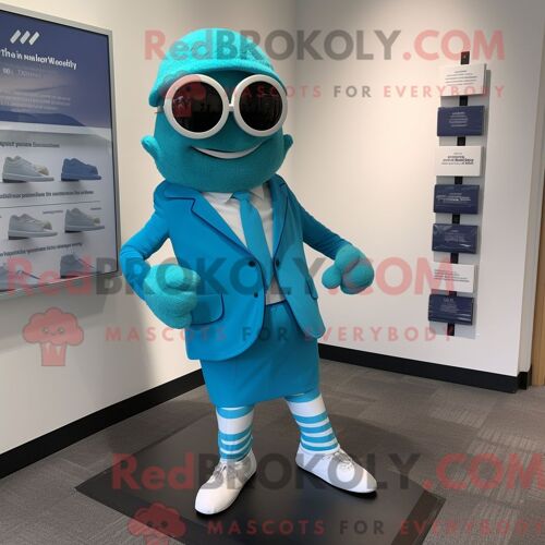 Costume Mascotte Redbrokoly D Avocat Turquoise Personnage Habillé D Un Maillot De Bain Et De Lacets De Chaussures