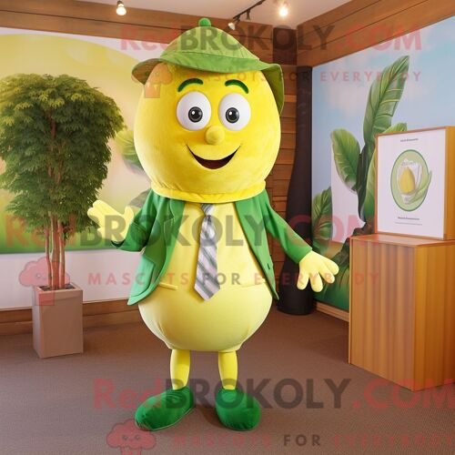 Costume De Mascotte Redbrokoly D Olive Lemon Habillé D Une Chemise Henley Et D Épingles À Cravate