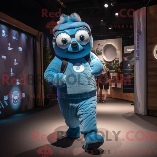Personnage Mascotte Redbrokoly De Cyan Ice Habillé Avec Un Pantalon De Jogging Et Des Bracelets