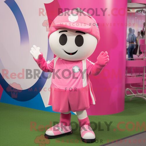 Personnage Mascotte Redbrokoly De Ballon De Football Rose Habillé Avec Un Bermuda Et Des Gants
