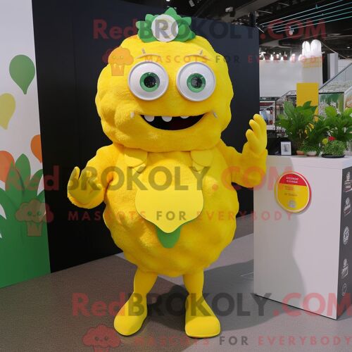 Costume De Mascotte Redbrokoly De Chou-Fleur Jaune Citron Habillé D Un Bikini Et D Un Porte-Monnaie