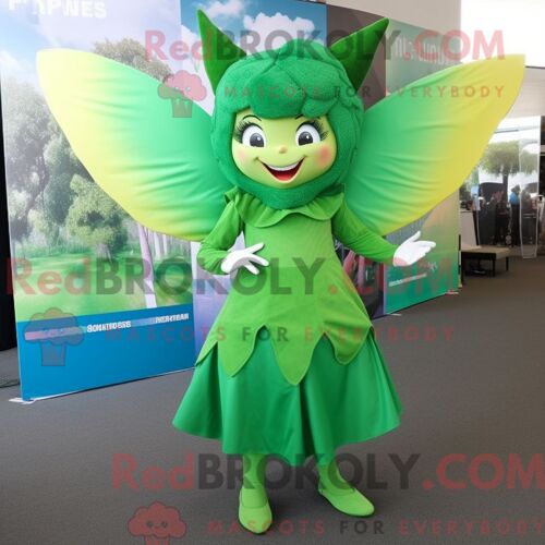 Personnage De Costume De Mascotte Redbrokoly De Fée Des Dents Vertes De Forêt Habillé Avec Une Jupe-Culotte Et Des Ceintures De Smoking