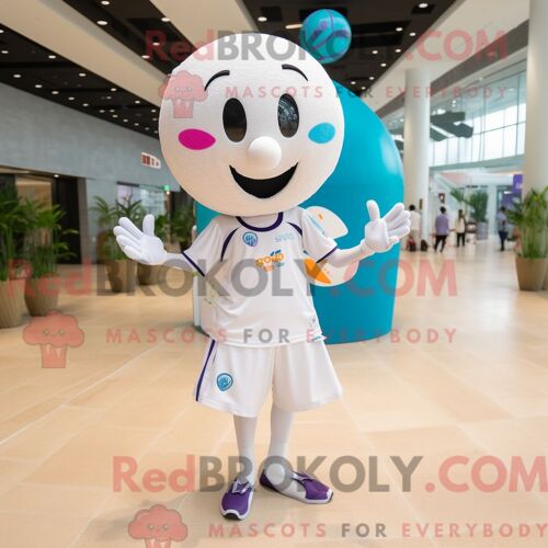 Personnage De Costume De Mascotte Redbrokoly De Ballon De Volley-Ball Habillé Avec Un Pantalon Habillé Et Des Broches