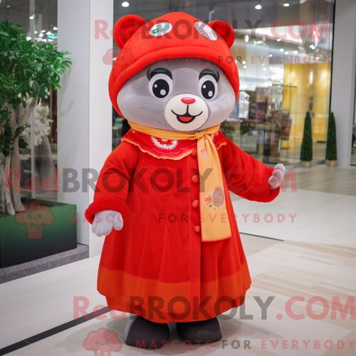 Personnage De Costume De Mascotte Redbrokoly Gold Arrow Of Love Habillé Avec Une Veste De Costume Et Des Épinglettes