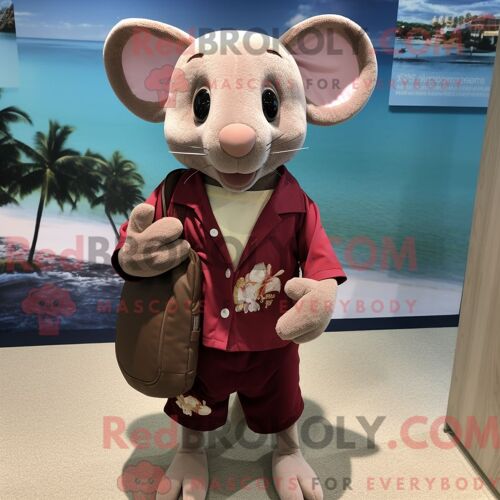 Costume De Mascotte Redbrokoly De Souris Marron Habillé D Un Maillot De Bain Et De Pochettes De Costume