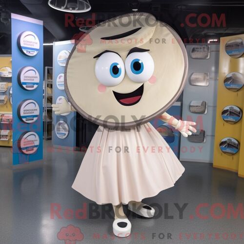 Personnage De Costume De Mascotte Redbrokoly De Spinner À Plaques Beige Habillé Avec Une Mini-Robe Et Des Pochettes
