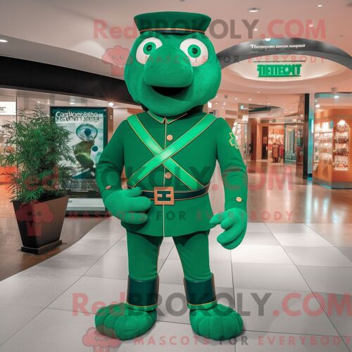 Costume De Mascotte Redbrokoly De Croix Celtique Vert Forêt Habillé D Un Col Roulé Et D Épingles À Cravate