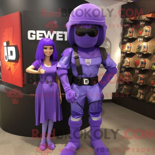 Personnage De Costume De Mascotte Redbrokoly De Gi Joe De Lavande Habillé Avec Une Mini-Jupe Et Des Porte-Clés