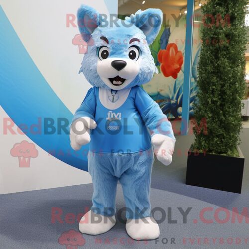 Costume Mascotte Redbrokoly De Kangourou Turquoise Personnage Habillé Avec Un Gilet Et Des Lunettes De Soleil