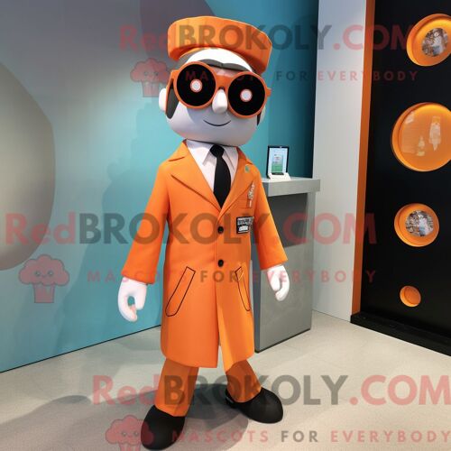 Mascotte Redbrokoly De Docteur Orange Personnage Habillé Avec Une Veste De Costume Et Des Boucles D Oreilles