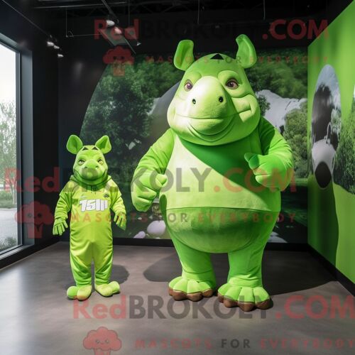 Costume De Mascotte Redbrokoly De Pigeon Voyageur Vert Forêt Habillé Avec Une Jupe-Culotte Et Des Chapeaux