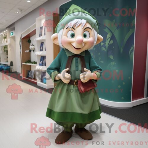 Costume Mascotte Redbrokoly D Elfe Habillé D Une Jupe-Culotte Et D Une Pochette