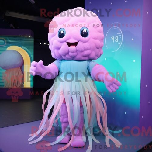Costume Mascotte Redbrokoly De Méduse Personnage Habillé Avec Une Barboteuse Et Des Bracelets