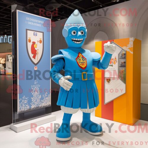 Costume De Mascotte Redbrokoly De La Garde Suisse Cyan Habillé D Un T-Shirt Graphique Et De Broches