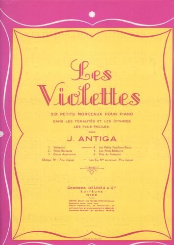 Les Violettes , Partition Séparée N° 4. "Les Petits Papillons Bleus" Pour Piano