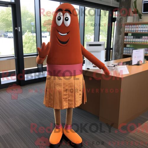 Personnage De Costume De Mascotte Redbrokoly De Téléphone Orange Habillé Avec Une Veste De Moto Et Des Clips Pour Écharpe