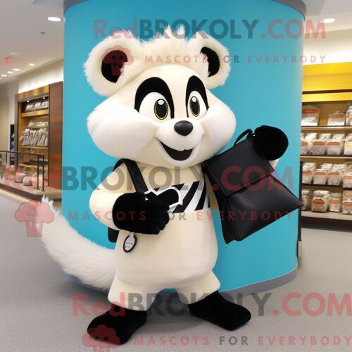 Costume De Mascotte Redbrokoly De Skunk Crème Habillé Avec Un Body Et Des Sacs À Main