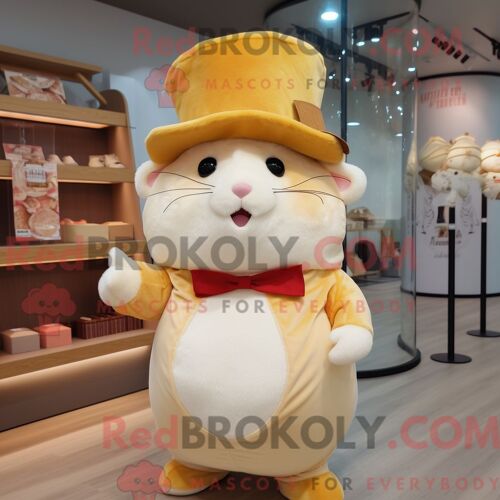 Costume De Mascotte Redbrokoly De Hamster Crème Personnage Habillé Avec Un Body Et Des Chapeaux