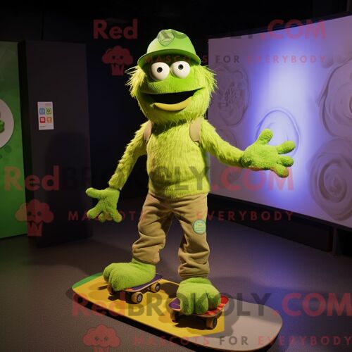 Personnage De Costume De Mascotte Redbrokoly De Tacos De Poisson Olive Habillé D Une Combishort Et D Un Porte-Monnaie